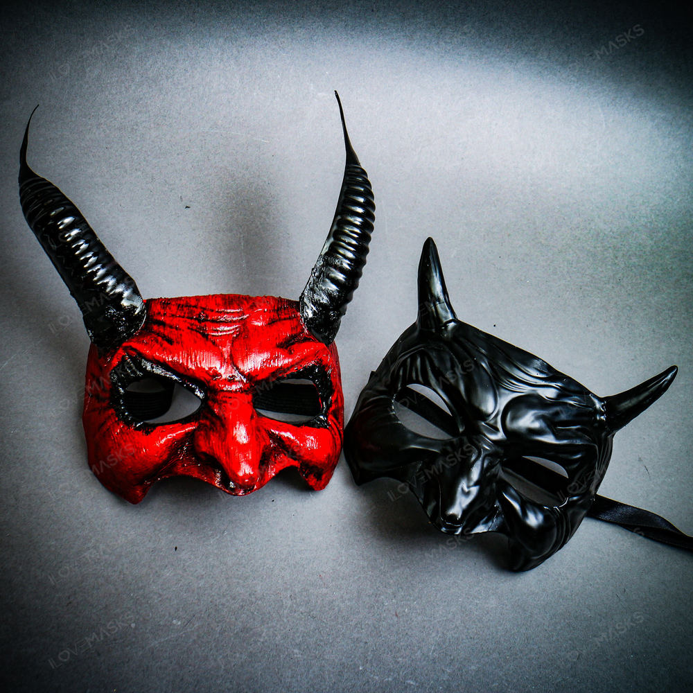 Halloween RED Masquerade Demon Devil Halloween Cosplay Costume Party Masks - Picture 4 of 5